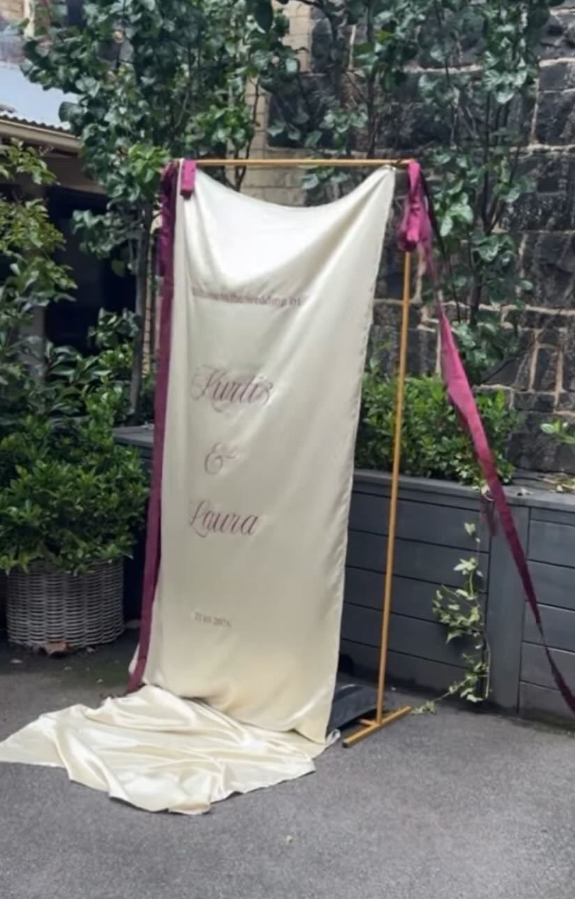 Satin Vertical Drape Statement (Classic Serif)