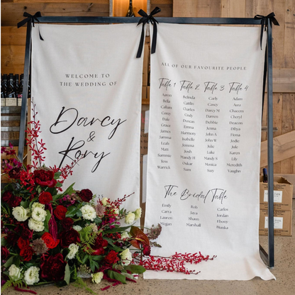 Fabric table seating charts - Linen signs, cotton