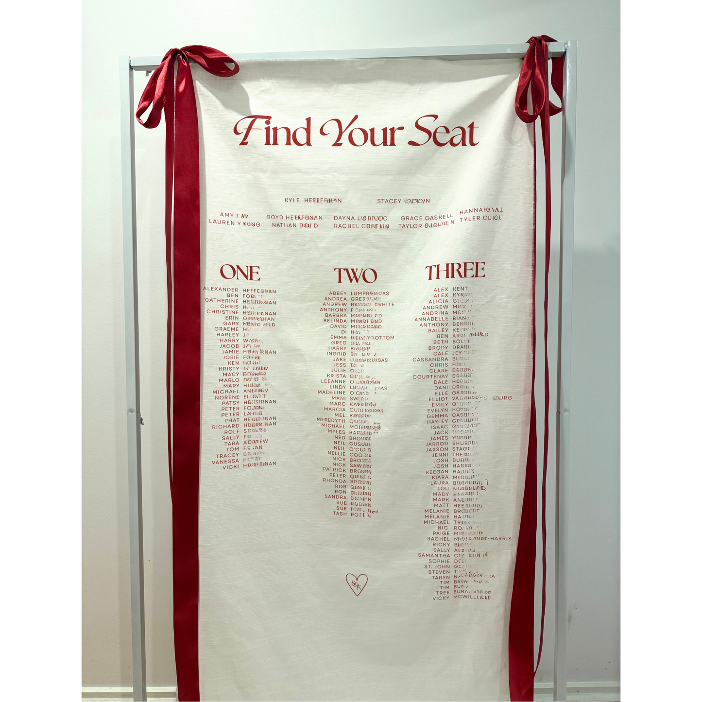 Fabric table seating charts - Linen signs, cotton
