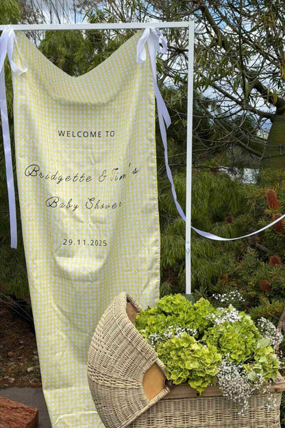 Gingham Fabric Welcome Sign