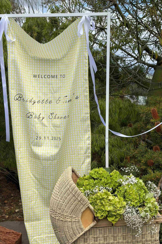 Gingham Fabric Welcome Sign