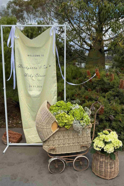 Gingham Fabric Welcome Sign