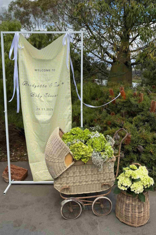 Gingham Fabric Welcome Sign