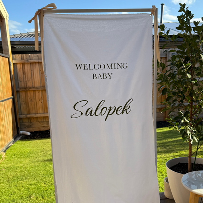 Fabric welcome sign