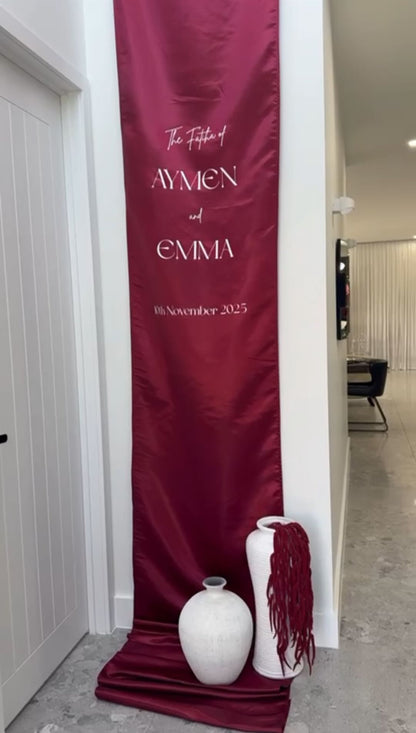 Satin Vertical Drape Statement (Classic Serif)