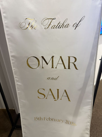 Satin Vertical Drape Statement (Classic Serif)