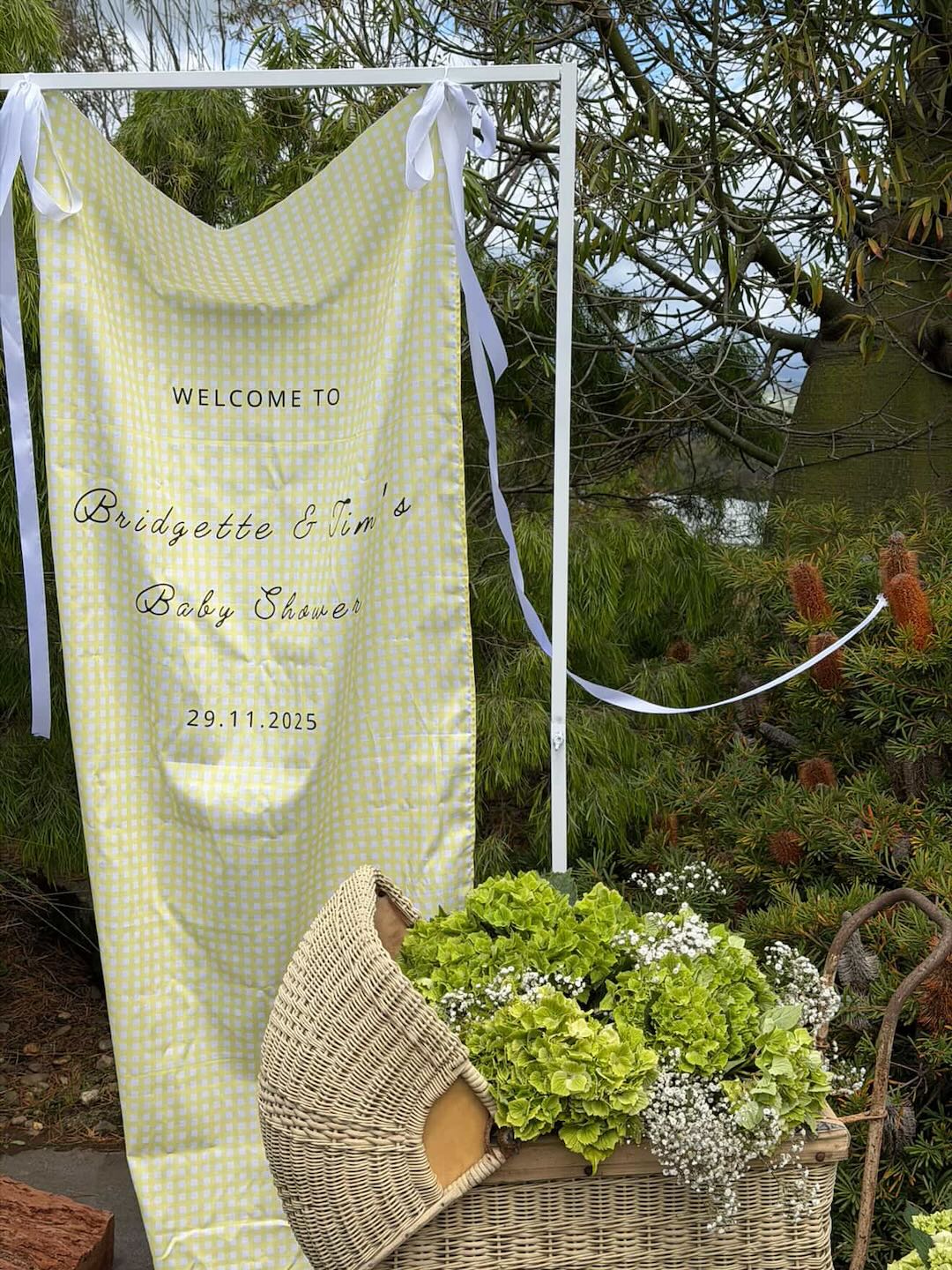 Gingham Cotton-Linen Welcome Sign