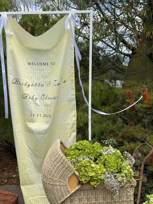 Gingham Cotton-Linen Welcome Sign