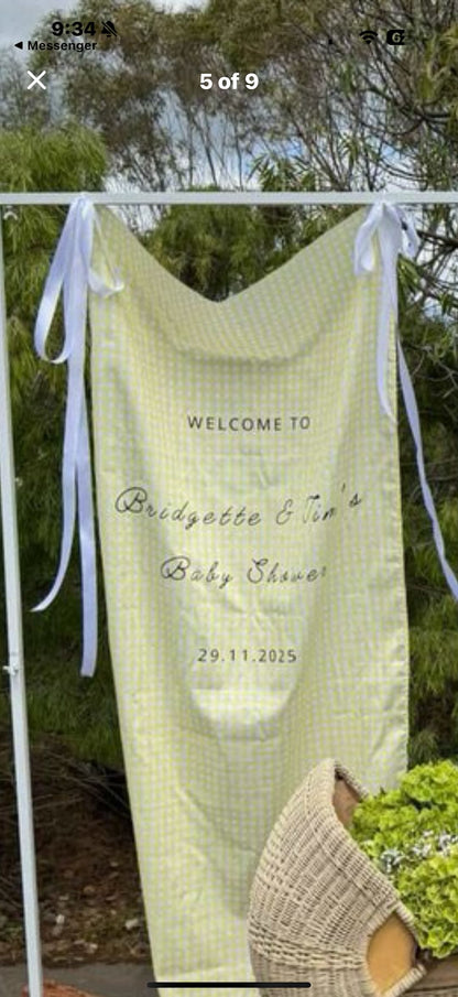 Gingham Cotton-Linen Welcome Sign
